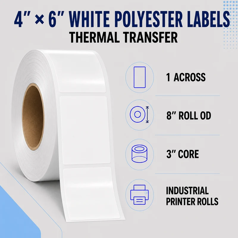 Thermal Transfer Labels - Glossy White Polyester for Desktop and Industrial Printers