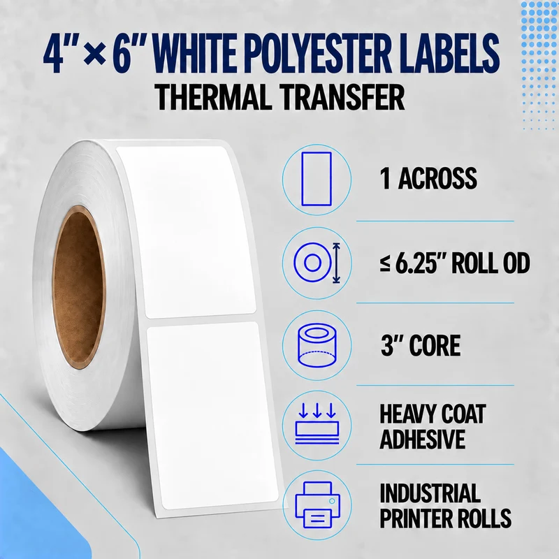 Thermal Transfer Labels - Glossy White Polyester for Desktop and Industrial Printers