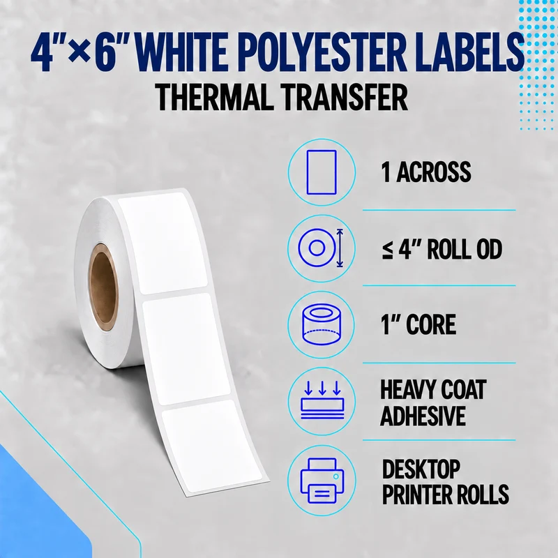 Thermal Transfer Labels - Glossy White Polyester for Desktop and Industrial Printers