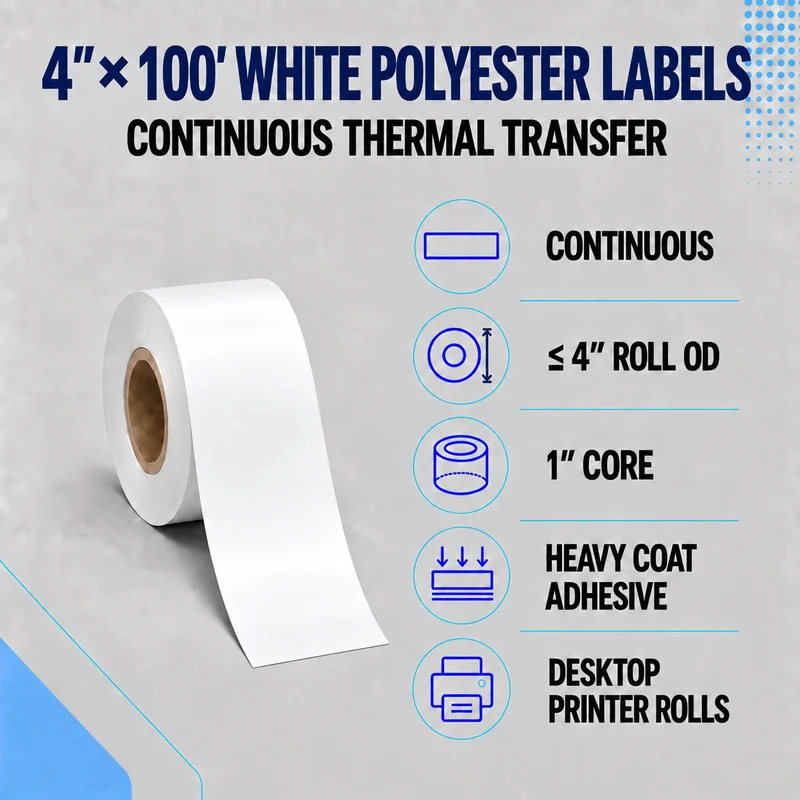 Thermal Transfer Labels - Glossy White Polyester for Desktop and Industrial Printers