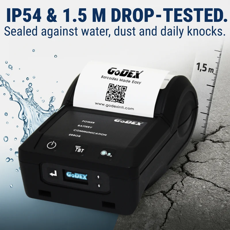 GoDEX MX30i Mobile Printer – 3″ Direct Thermal Label Printer - OLED Display, Bluetooth & Wi-Fi