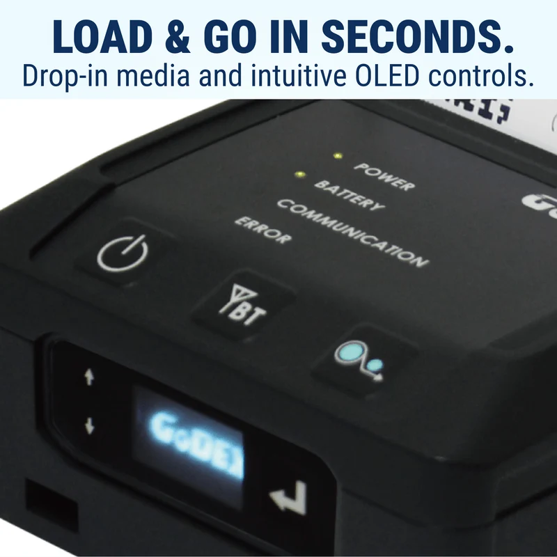 GoDEX MX30i Mobile Printer – 3″ Direct Thermal Label Printer - OLED Display, Bluetooth & Wi-Fi