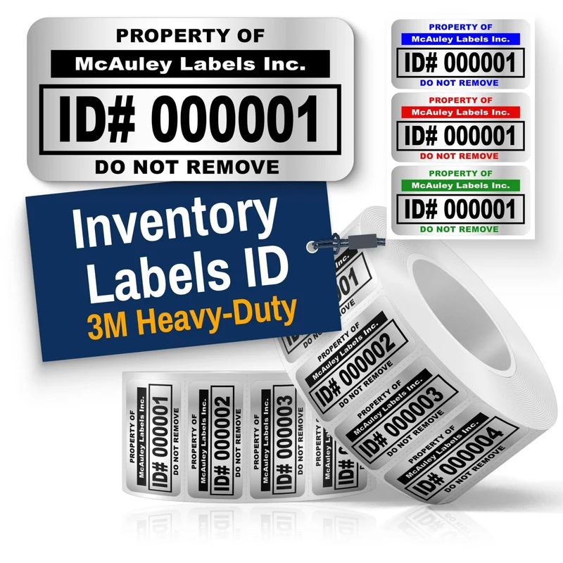 Custom ID Inventory Labels Numbered for Asset Tracking - 3M Heavy-Duty