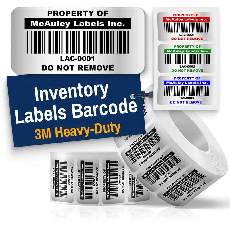 Custom Barcode Inventory Labels Numbered for Asset Tracking - 3M Heavy-Duty
