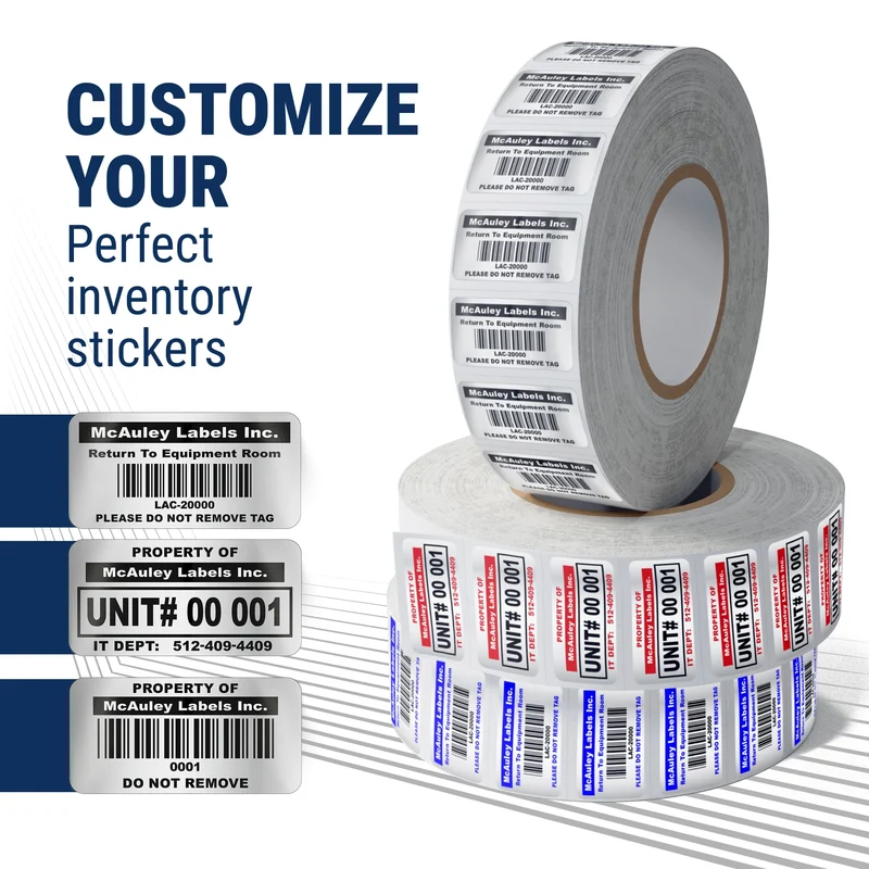 Custom Barcode Inventory Labels Numbered for Asset Tracking - 3M Heavy-Duty
