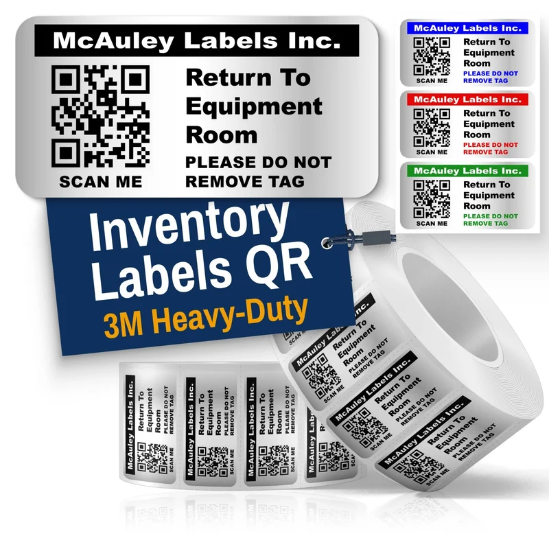 Custom QR Code Inventory Labels Numbered for Asset Tracking - 3M Heavy-Duty