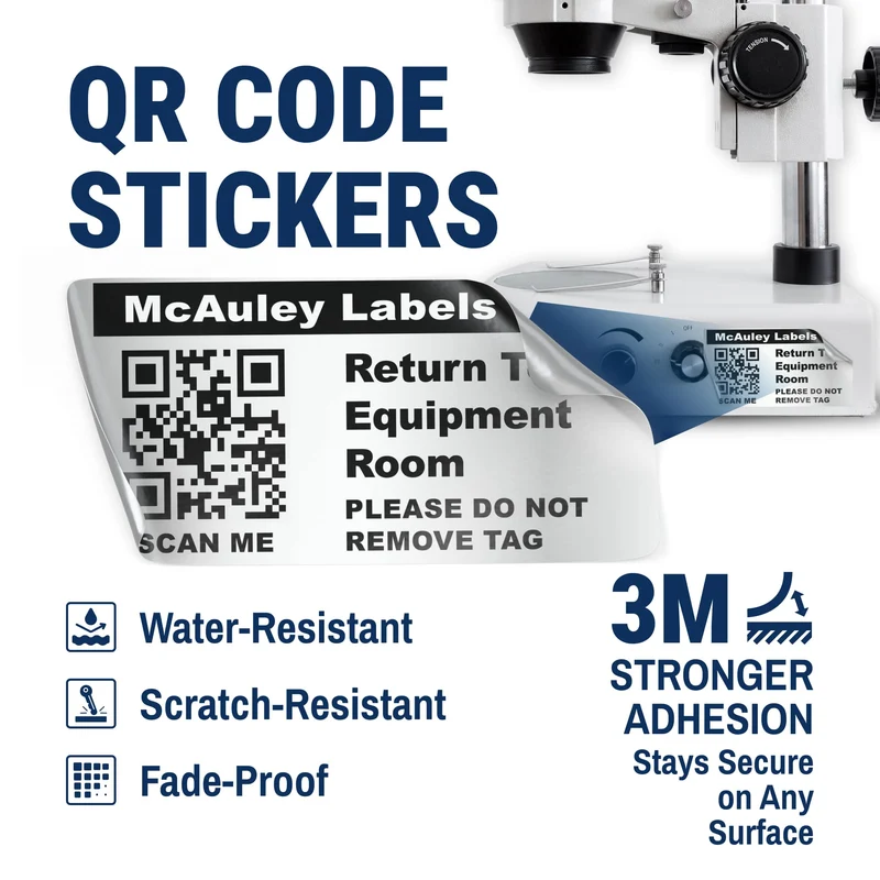 Custom QR Code Inventory Labels Numbered for Asset Tracking - 3M Heavy-Duty