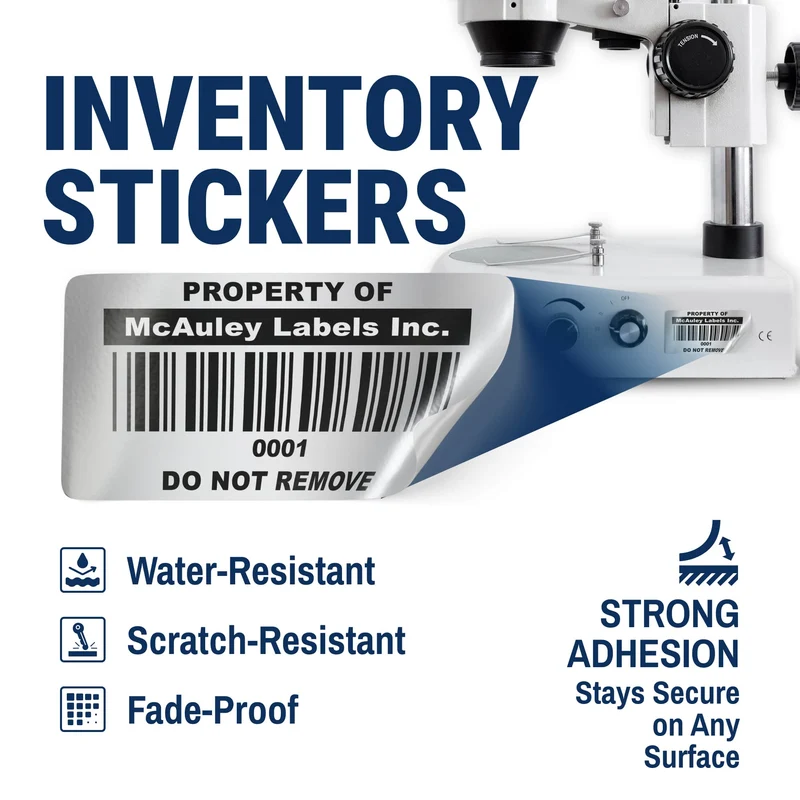 Custom Barcode Inventory Labels Numbered for Asset Tracking - Semi-Gloss White