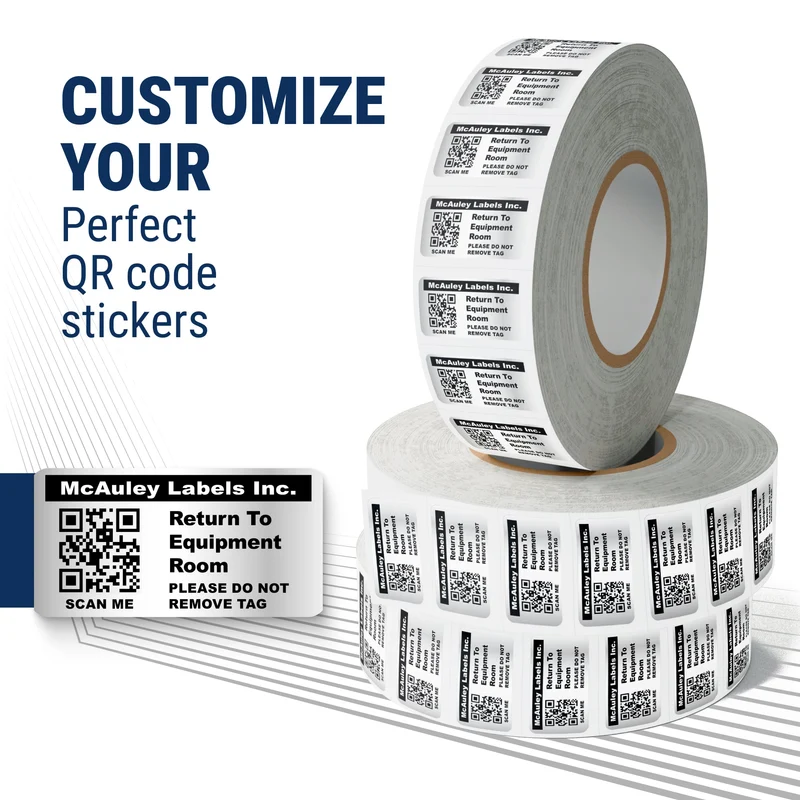 Custom QR Code Inventory Labels Numbered for Asset Tracking - Semi-Gloss White