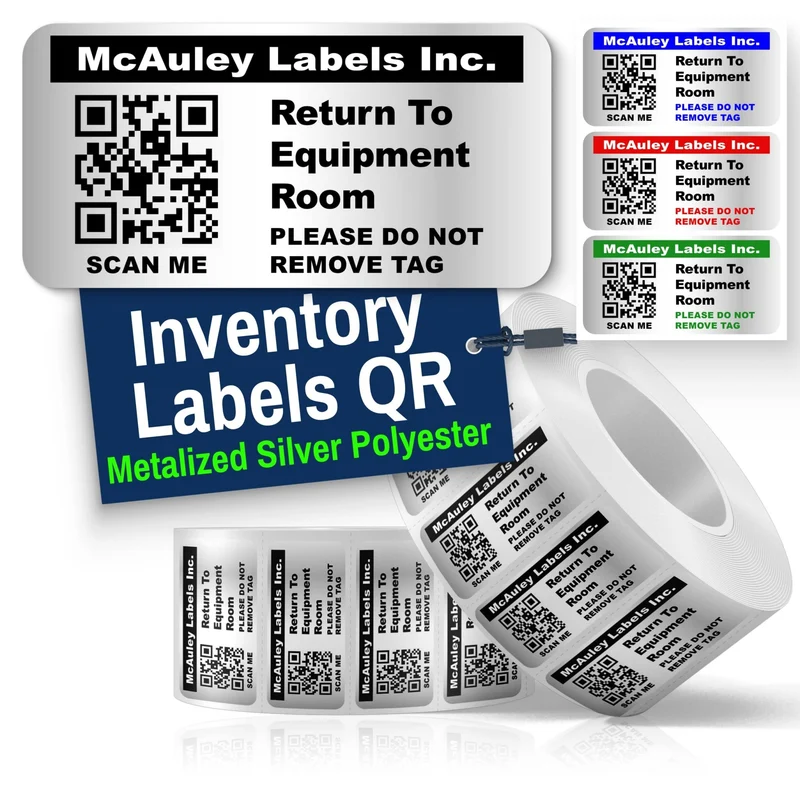 Custom QR Code Inventory Labels - for Asset & Stock Tracking | Metalized Silver Polyester