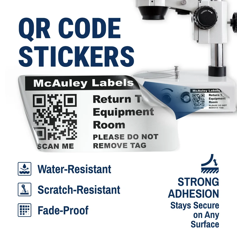Custom QR Code Inventory Labels - for Asset & Stock Tracking | Metalized Silver Polyester