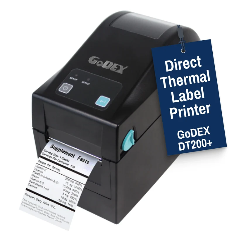 GoDEX DT200+ Direct Thermal Printer – Compact 2″ Label Printer, 203 DPI, 3-Year Warranty