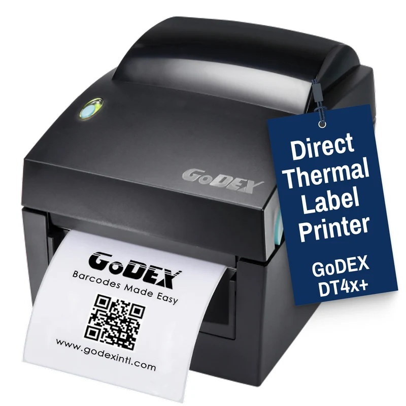 GoDEX DT4x+ Direct Thermal Printer – 4″ Fast Label Printer, 203 DPI, 3-Year Warranty