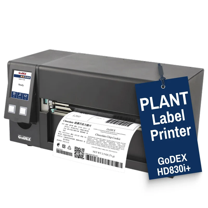 Plant Label Printer - GoDEX HD830i+ Industrial Thermal Transfer Label Printer – 8" Wide, 300 DPI