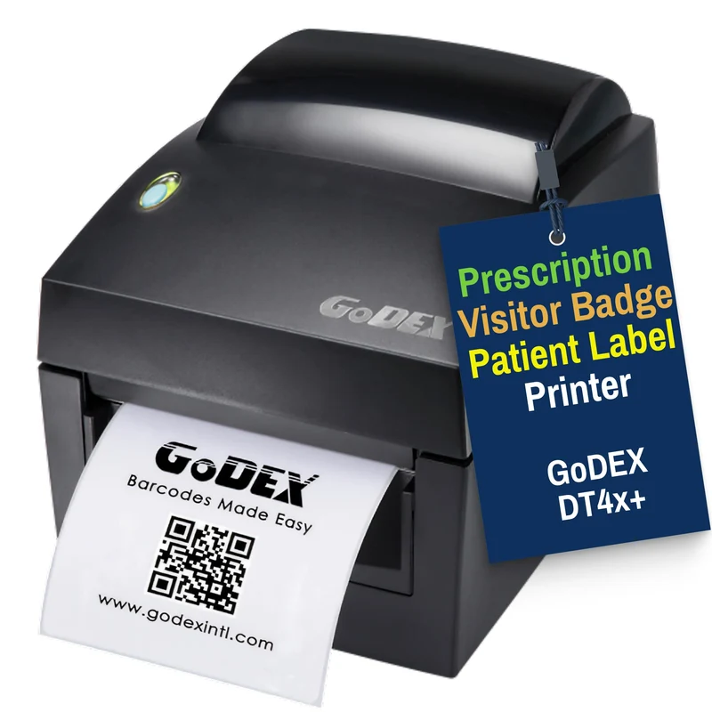 Prescription Printer - GoDEX DT4x Direct Thermal Label Printer - Pharmacies, Hospitals – 4" 203 DPI