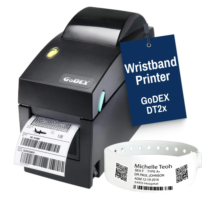 Wristband Printer GoDEX DT2x 2" - Direct Thermal Label Compact 203 DPI Barcode Printer