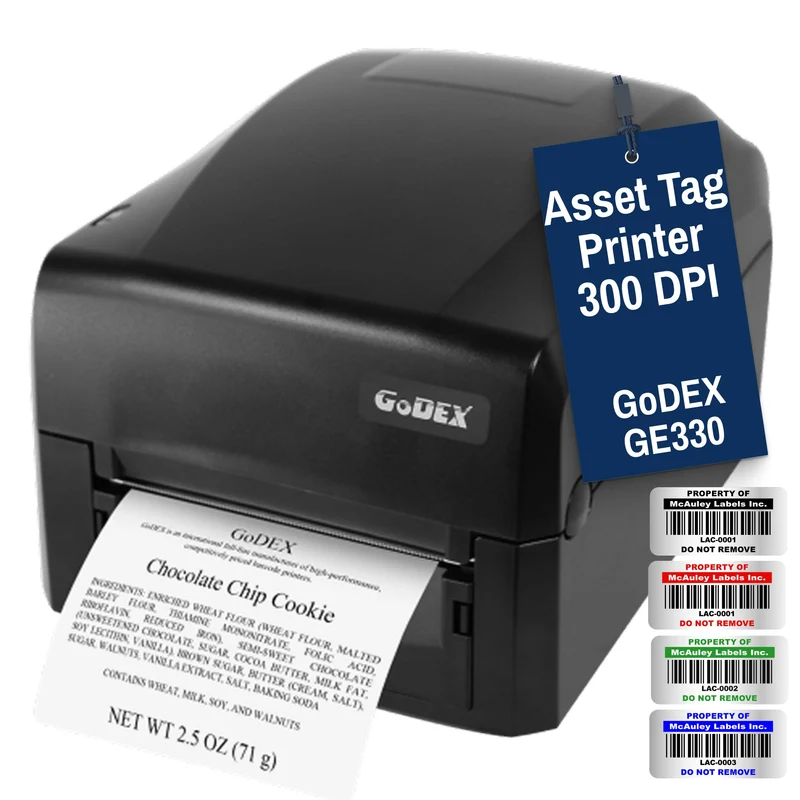 Asset Tag Printer - GoDEX GE330 Desktop Thermal Transfer Barcode Printer 4" 300 DPI