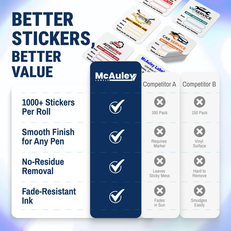 QR Code Oil Change Stickers for Windshield with Text - Custom