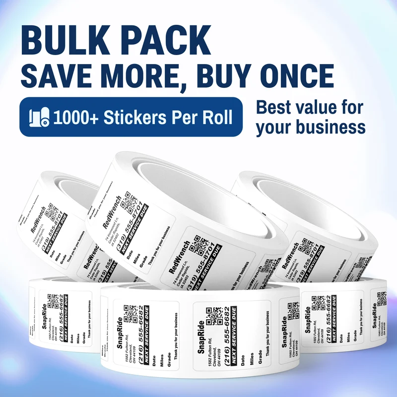 QR Code Oil Change Stickers for Windshield with Text - Custom