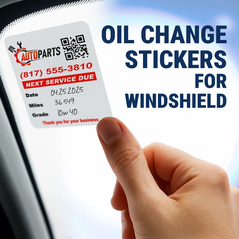 QR Code Oil Change Stickers for Windshield with Logo - Custom