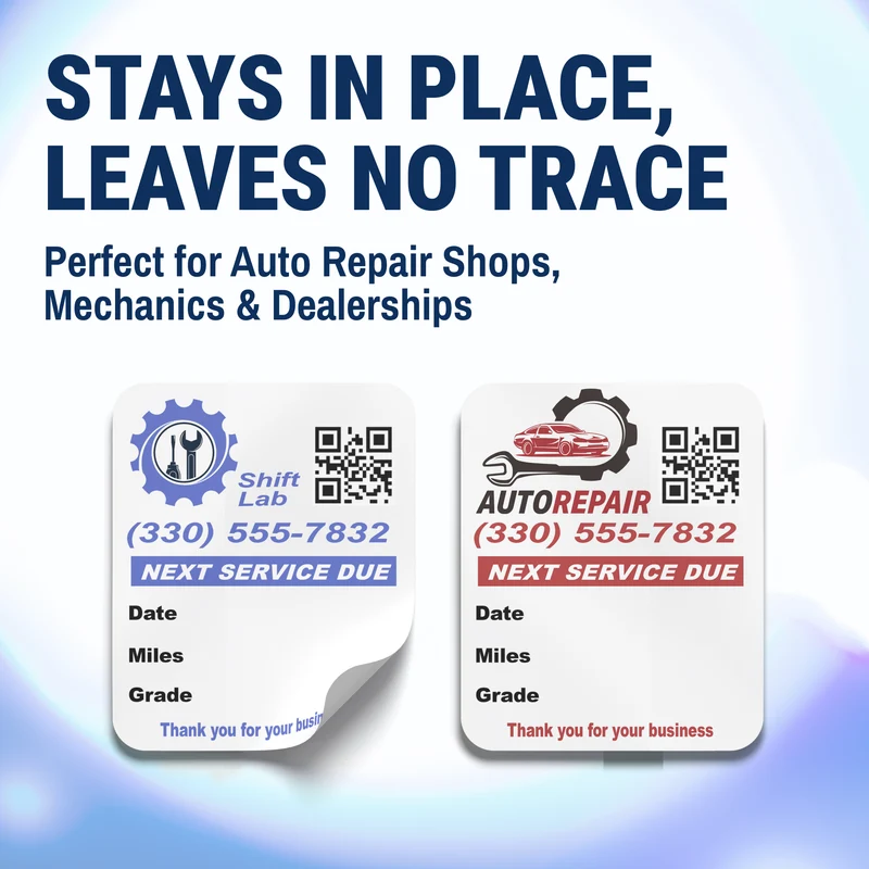 QR Code Oil Change Stickers for Windshield with Logo - Custom