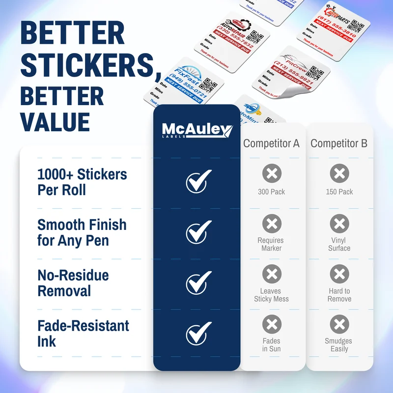 QR Code Oil Change Stickers for Windshield with Logo - Custom