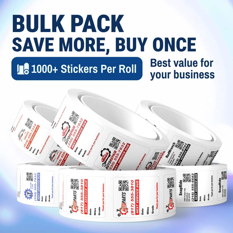 QR Code Oil Change Stickers for Windshield with Logo - Custom