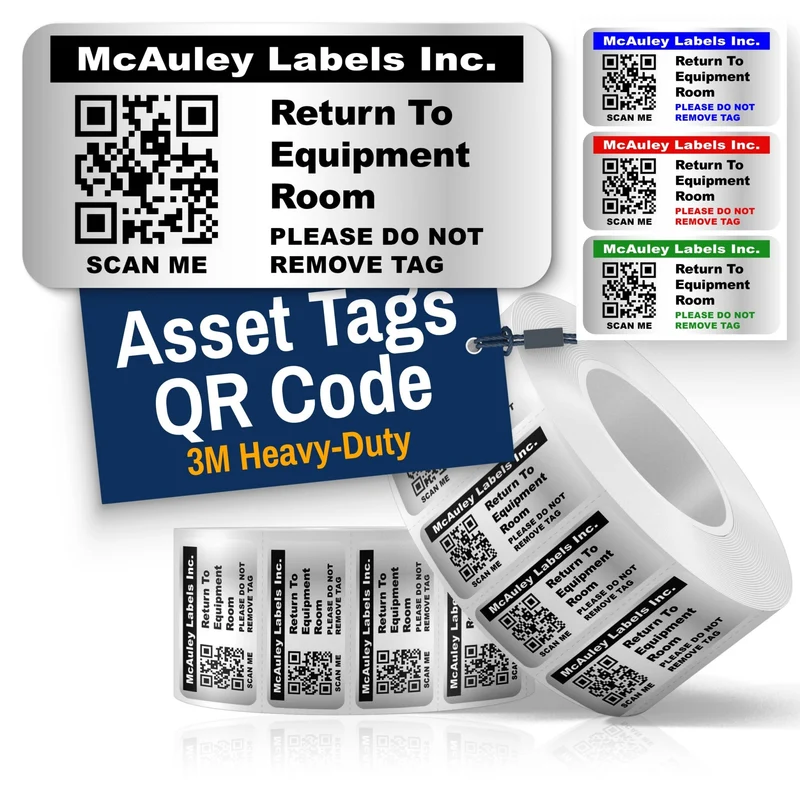 Custom QR Asset Tags for Equipment - 3M Heavy-Duty Silver - QR Code Stickers