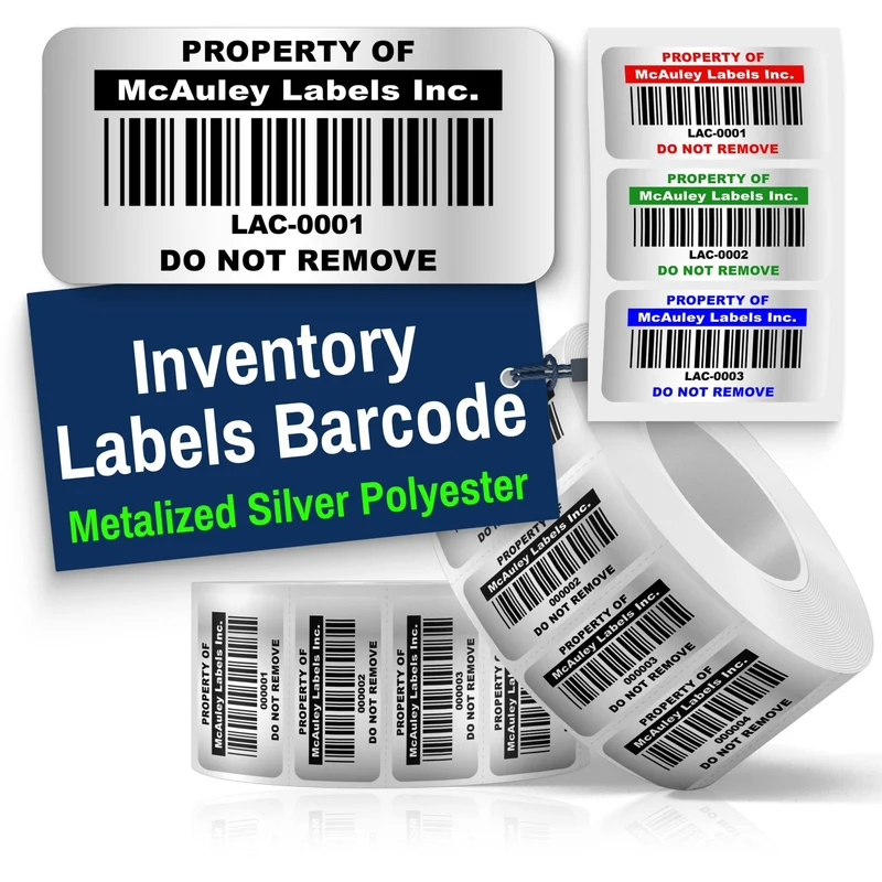 Custom Inventory Barcode Labels – Serialized Stickers for Asset Tracking - Metalized Silver