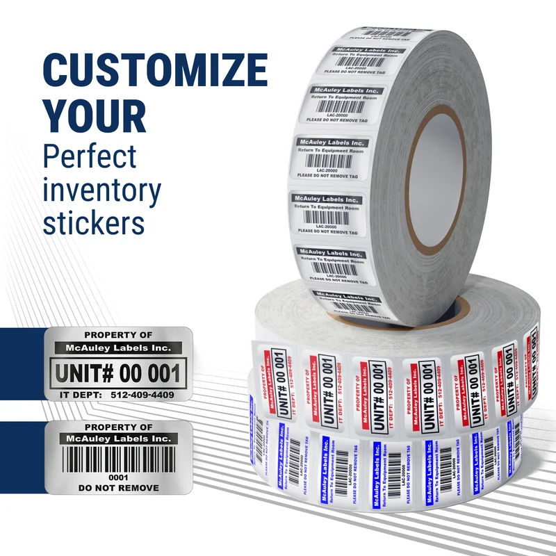 Custom Inventory Barcode Labels – Serialized Stickers for Asset Tracking - Metalized Silver