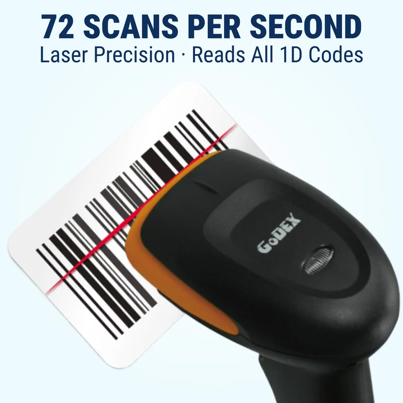 GoDEX GS220 USB Barcode Scanner – 1D Plug-and-Play Scanner for Retail & Warehouse (3-Year Warranty)