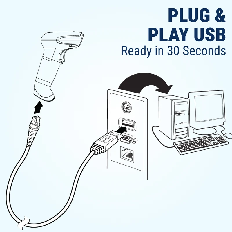 GoDEX GS220 USB Barcode Scanner – 1D Plug-and-Play Scanner for Retail & Warehouse (3-Year Warranty)