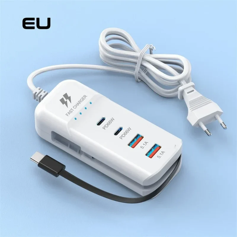 Station de Charge USB C 66W 4 Ports Adaptateur Mural - Charge rapide