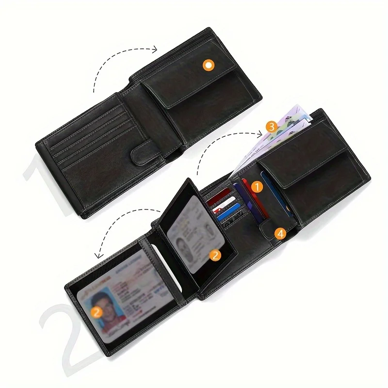 Portefeuille Anti-RFID en Cuir PU Grande Capacité - Homme