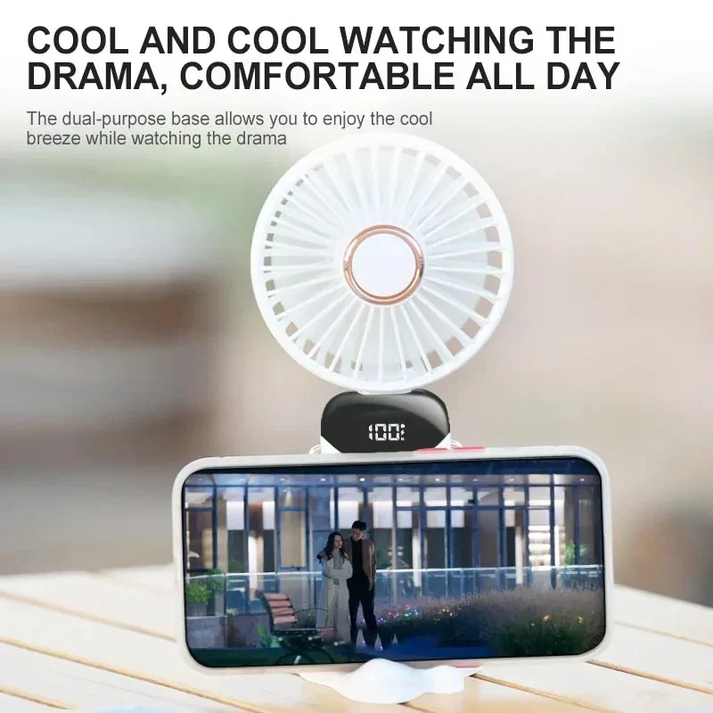 Mini ventilateur portable et pliable avec affichage de la batterie