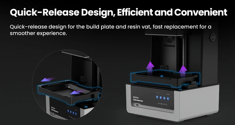 Uniformation GK3 Pro – Imprimante résine professionnelle haute résolution avec source lumineuse de 385 nm et contrôle actif de la température de la résine