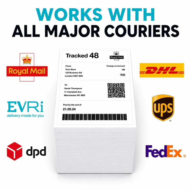 Postl 4×6 Fanfold Thermal Shipping Labels – 500 to 4,000 Labels