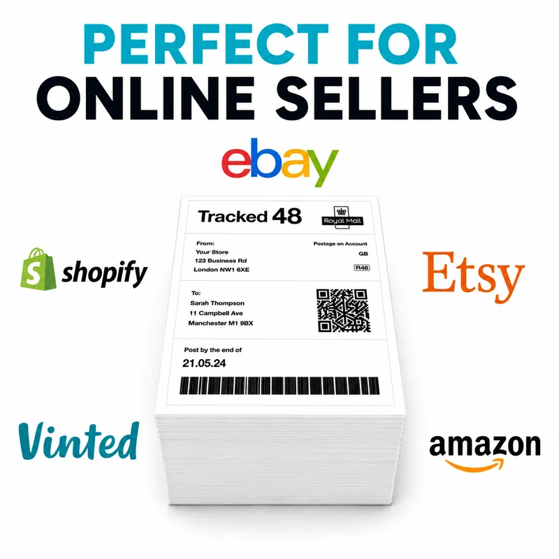 Postl 4×6 Fanfold Thermal Shipping Labels – 500 to 4,000 Labels
