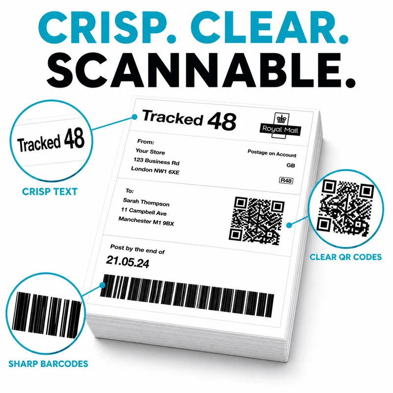 Postl 4×6 Fanfold Thermal Shipping Labels – 500 to 4,000 Labels