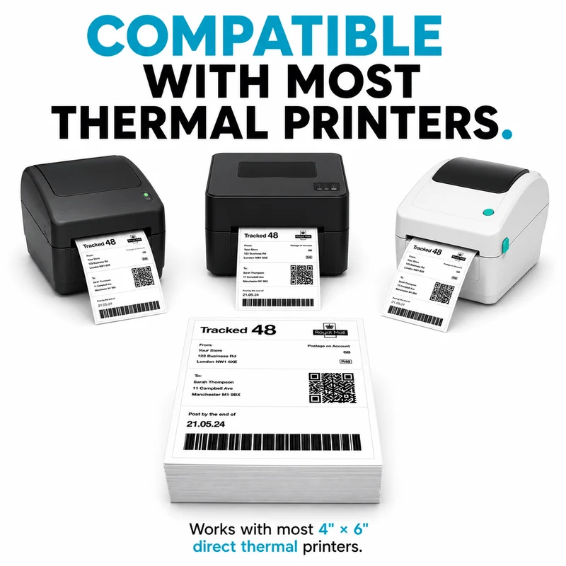 Postl 4×6 Fanfold Thermal Shipping Labels – 500 to 4,000 Labels