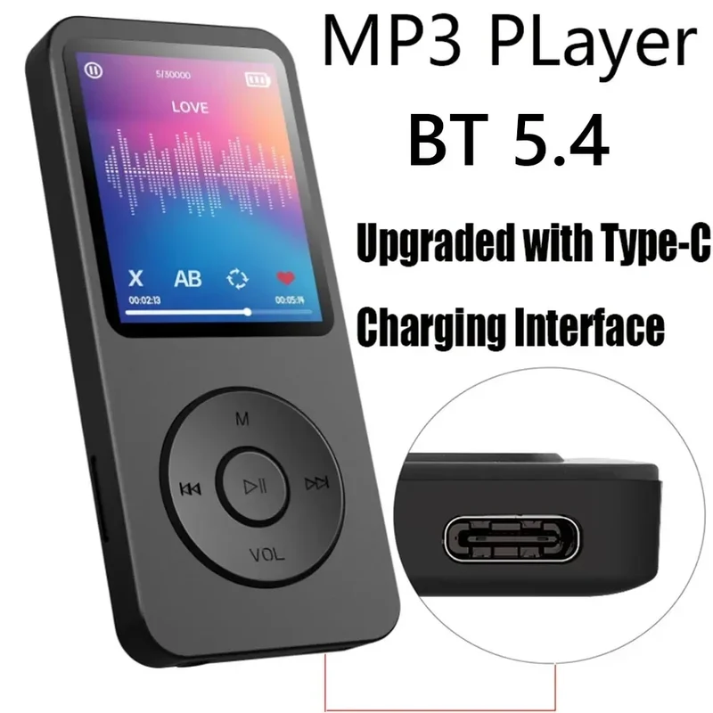 Lecteur MP3 portable, Radio FM avec écran 5,4 pouces + Carte 128Gb