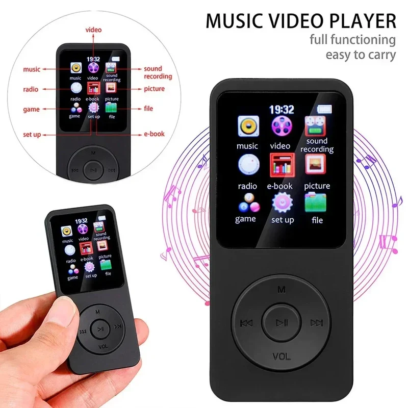 Lecteur MP3 portable, Radio FM avec écran 5,4 pouces + Carte 128Gb