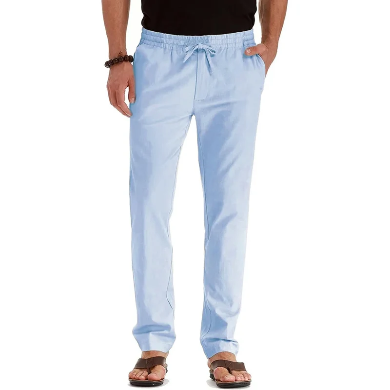 Pantalon Léger en Coton & Lin Respirant à Taille Élastique – Homme