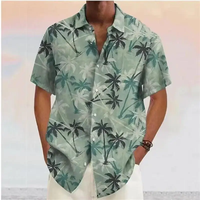 Chemise Hawaïenne à Motif Cocotiers et Col Revers – Homme