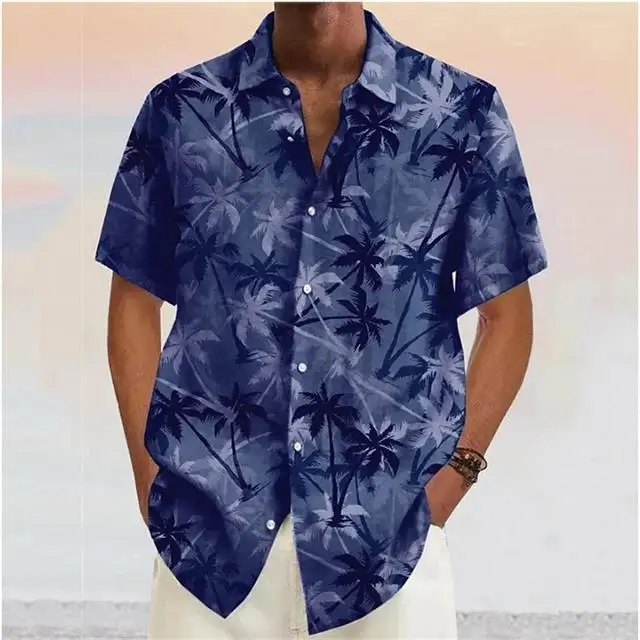 Chemise Hawaïenne à Motif Cocotiers et Col Revers – Homme