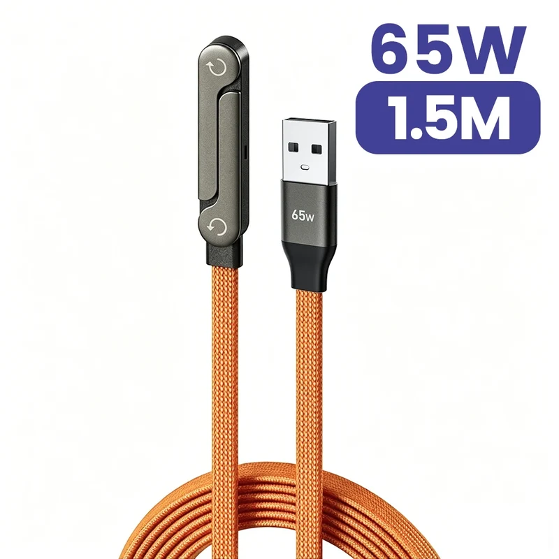 Chargeur 2-en-1 USB-C 65W – Câble Charge Rapide avec Support Pliable