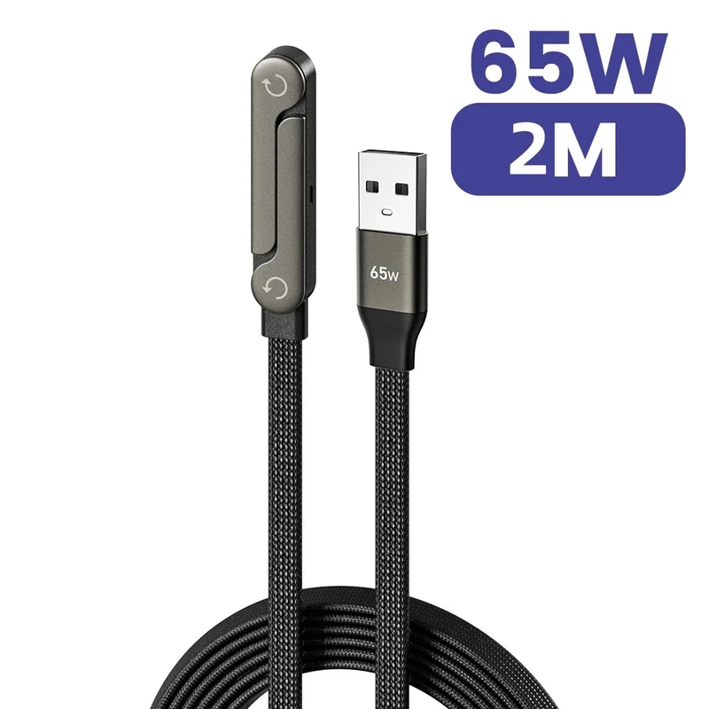 Chargeur 2-en-1 USB-C 65W – Câble Charge Rapide avec Support Pliable