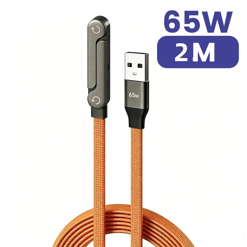 Chargeur 2-en-1 USB-C 65W – Câble Charge Rapide avec Support Pliable