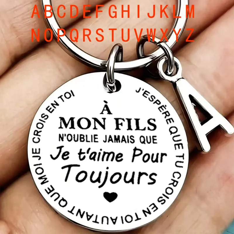 Porte-clé à offrir "Mon fils" ou "Ma fille" avec initiale