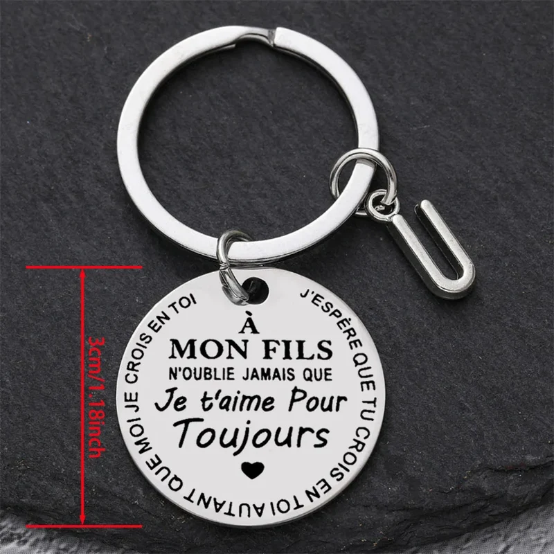 Porte-clé à offrir "Mon fils" ou "Ma fille" avec initiale